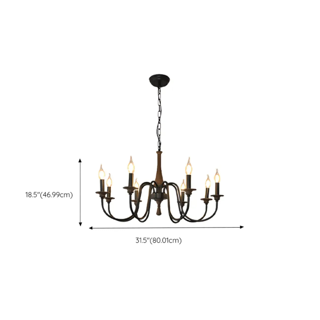 Vintage Metal Classic Candelabra Chandelier Adjustable Height