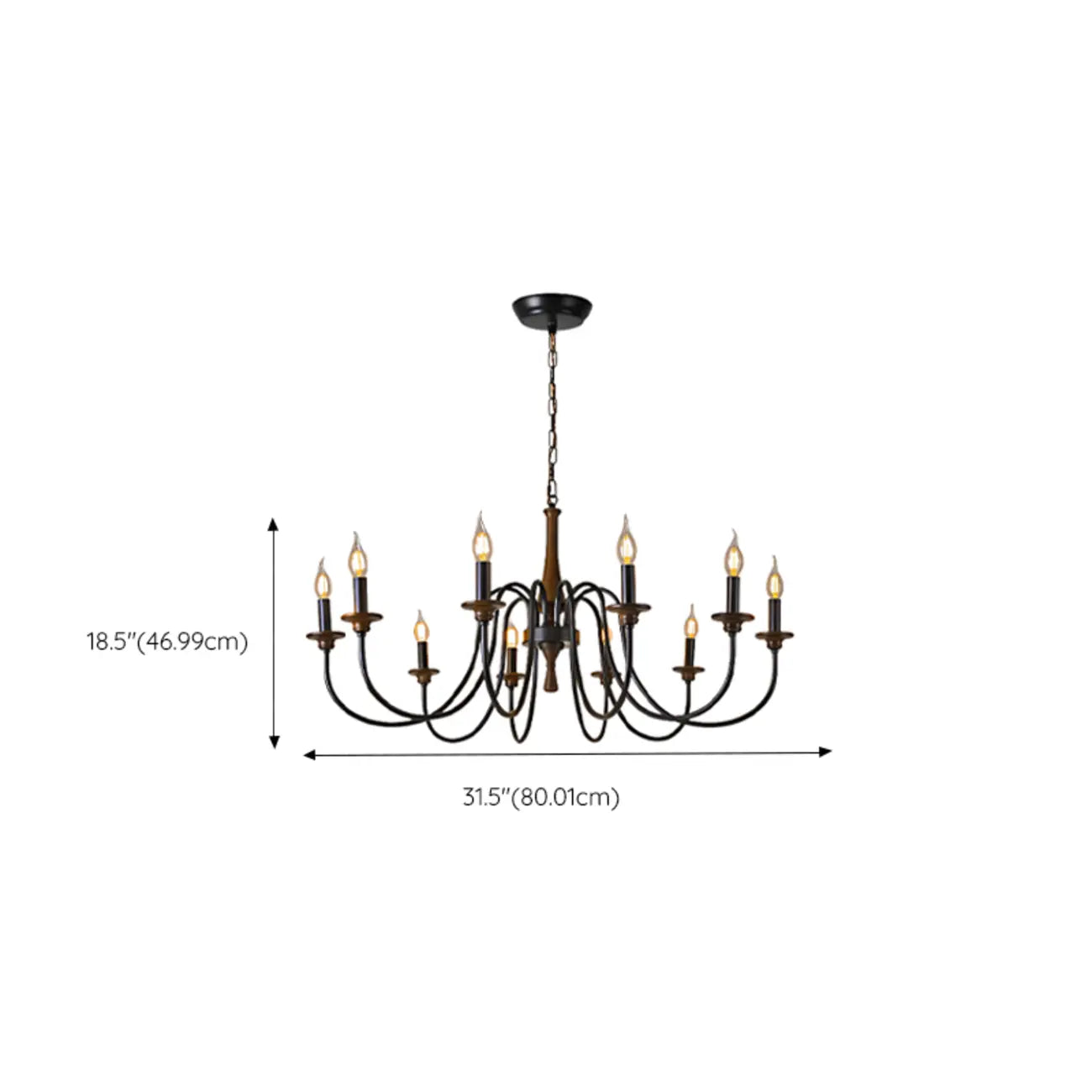 Vintage Metal Classic Candelabra Chandelier Adjustable Height