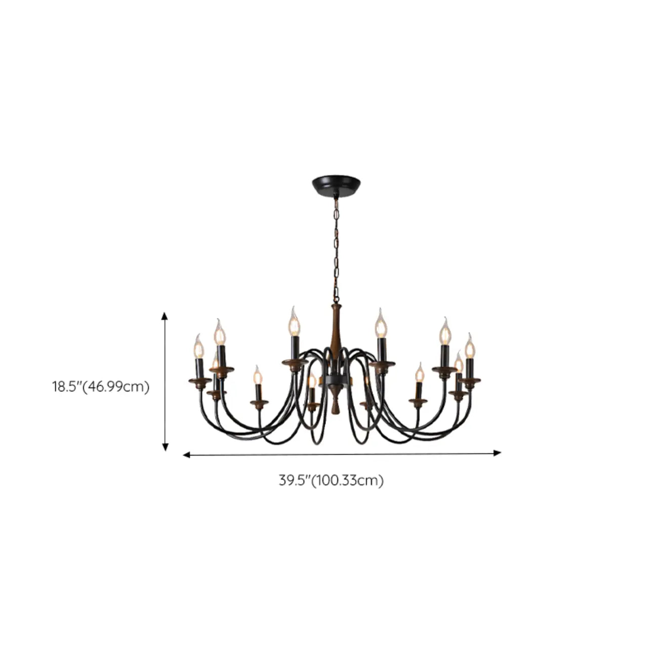 Vintage Metal Classic Candelabra Chandelier Adjustable Height