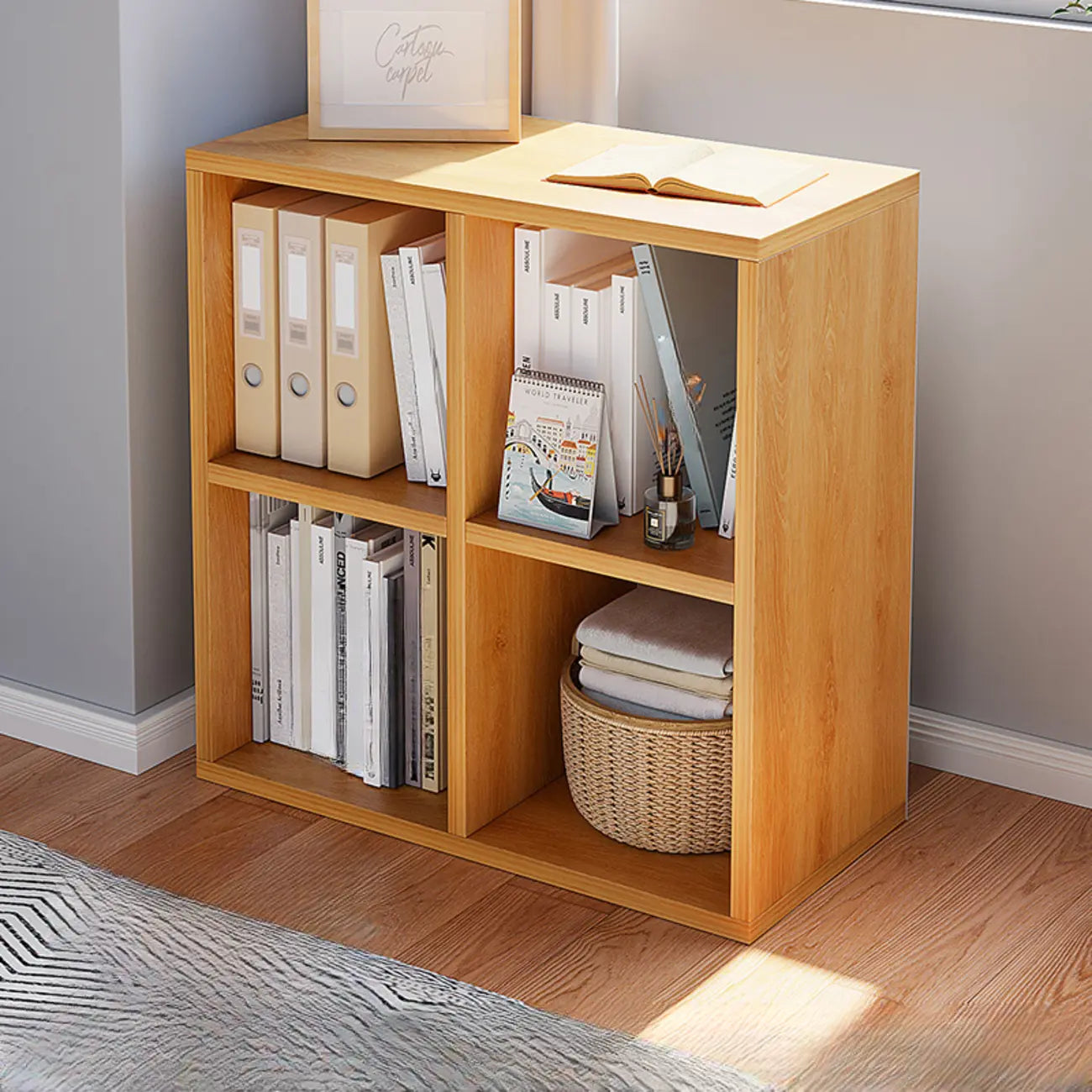 Casual White Wood Cube Horizontal Bookcase