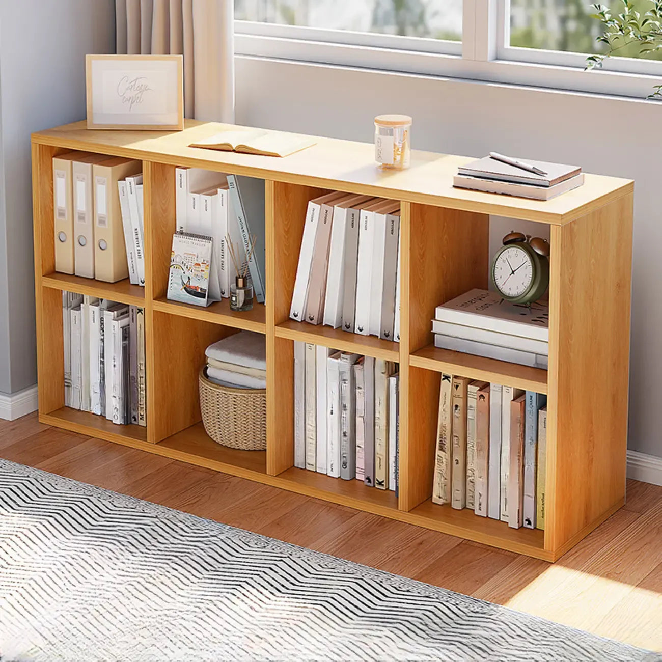 Casual White Wood Cube Horizontal Bookcase