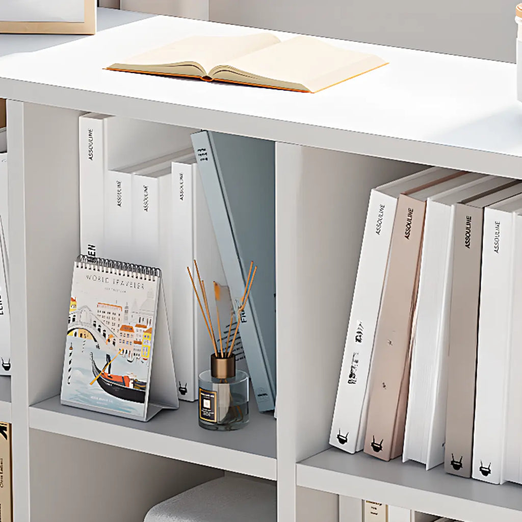 Casual White Wood Cube Horizontal Bookcase