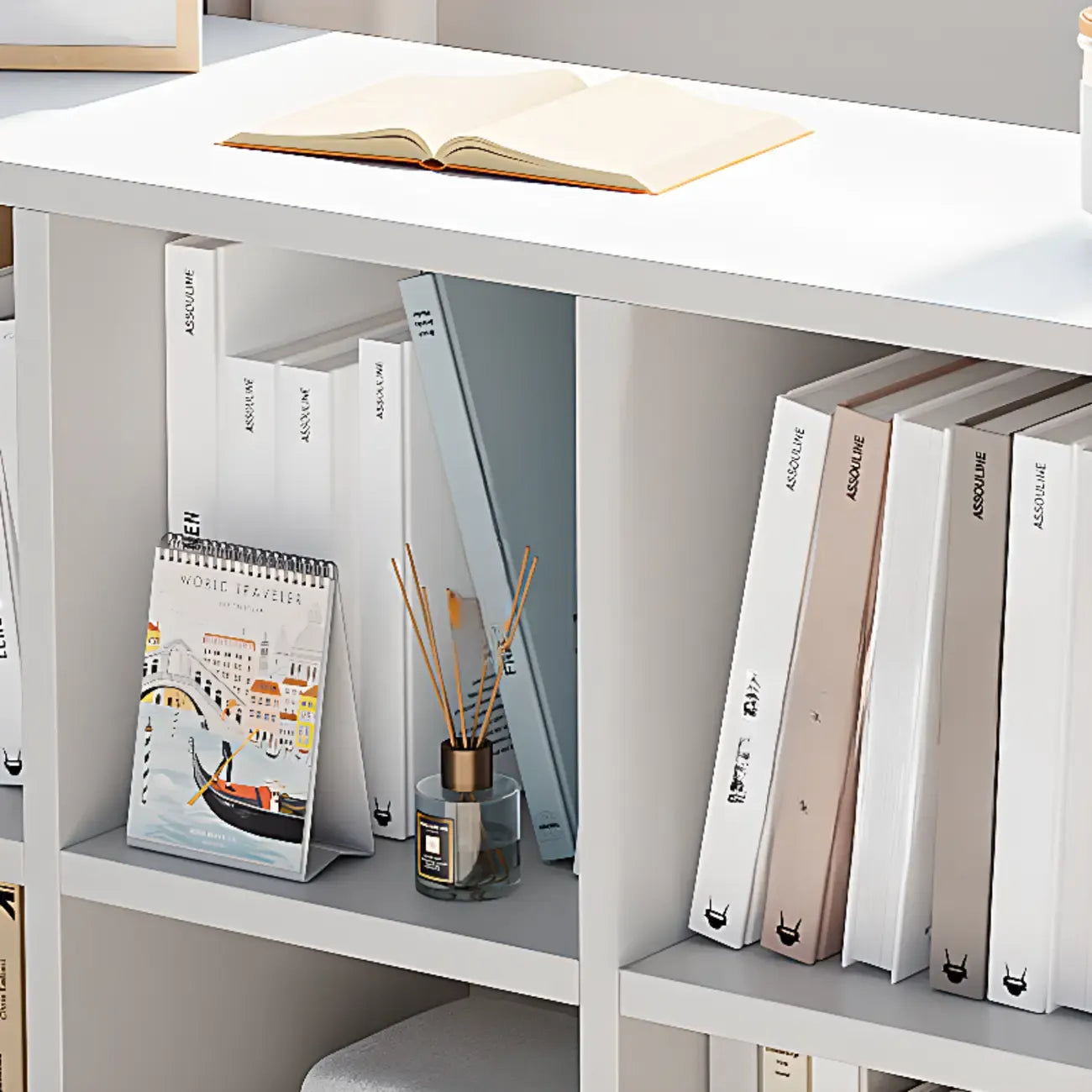 Casual White Wood Cube Horizontal Bookcase