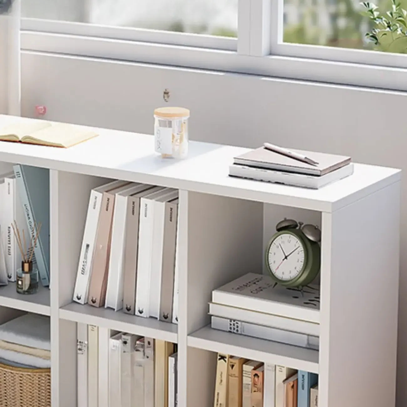 Casual White Wood Cube Horizontal Bookcase