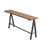 Green Metal Foot Support Wood Slat Outdoor Bar Tables
