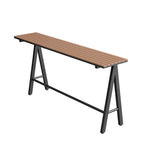 Green Metal Foot Support Wood Slat Outdoor Bar Tables