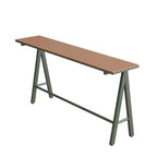 Green Metal Foot Support Wood Slat Outdoor Bar Tables