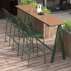Green Metal Foot Support Wood Slat Outdoor Bar Tables
