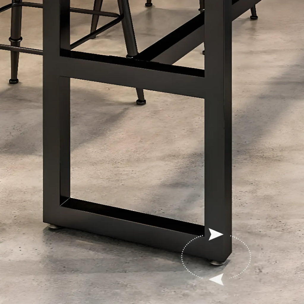 Modern Brown Wooden Metal Sled Shelf Bar Tables with Footrest