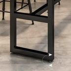 Modern Brown Wooden Metal Sled Shelf Bar Tables with Footrest