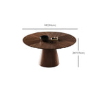 Modern Simple Round Walnut-Brown Wood Dining Table