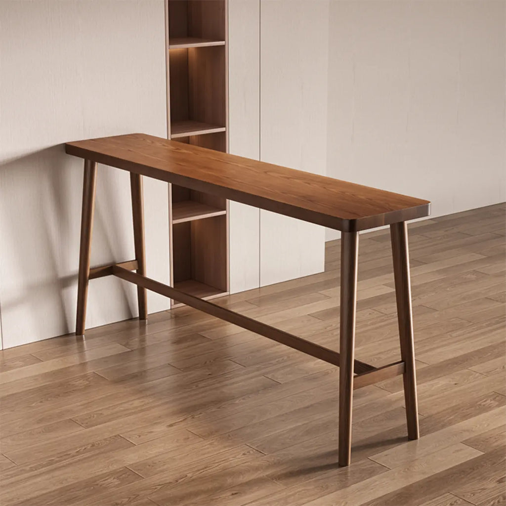 Minimalistic Cocoa Wooden Trestle Bar Tables for Home
