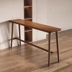 Minimalistic Cocoa Wooden Trestle Bar Tables for Home