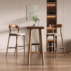 Minimalistic Cocoa Wooden Trestle Bar Tables for Home