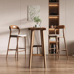 Minimalistic Cocoa Wooden Trestle Bar Tables for Home