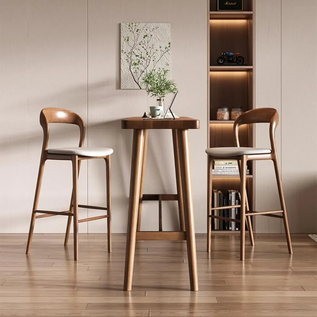Minimalistic Cocoa Wooden Trestle Bar Tables for Home