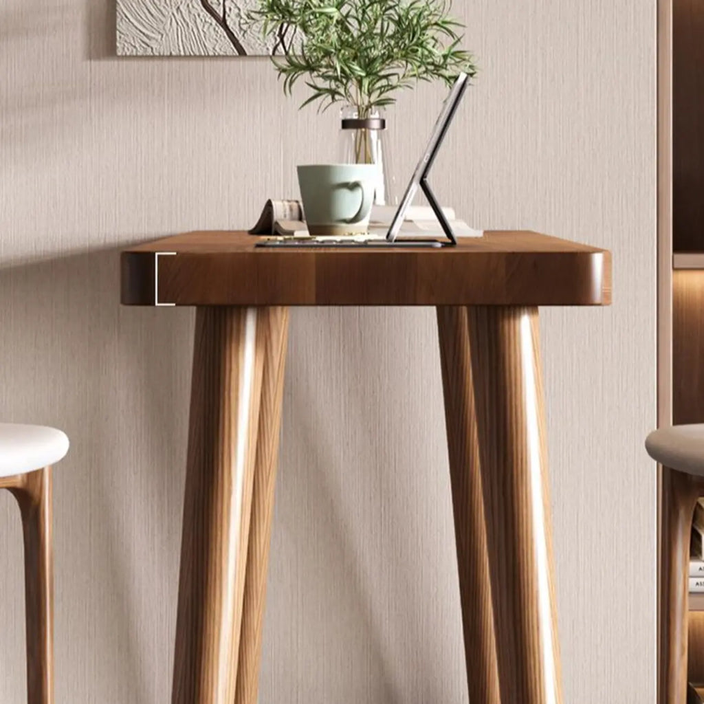 Minimalistic Cocoa Wooden Trestle Bar Tables for Home