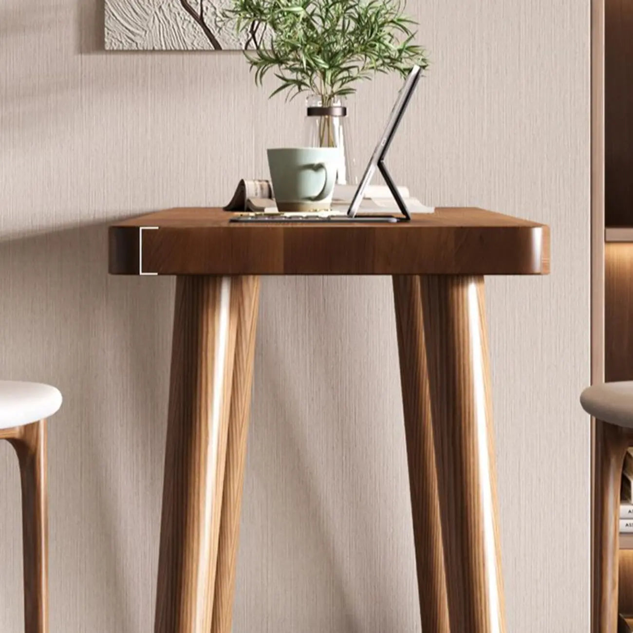 Minimalistic Cocoa Wooden Trestle Bar Tables for Home