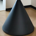 Modern Brown Round Wood Metal Cone Base Dining Table