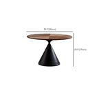 Modern Brown Round Wood Metal Cone Base Dining Table