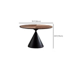 Modern Brown Round Wood Metal Cone Base Dining Table