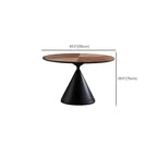 Modern Brown Round Wood Metal Cone Base Dining Table