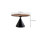 Modern Brown Round Wood Metal Cone Base Dining Table