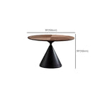Modern Brown Round Wood Metal Cone Base Dining Table