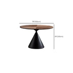 Modern Brown Round Wood Metal Cone Base Dining Table