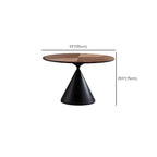 Modern Brown Round Wood Metal Cone Base Dining Table