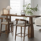 Modern Brown Wooden Dual-Pedestal Bar Tables