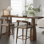 Modern Brown Wooden Dual-Pedestal Bar Tables