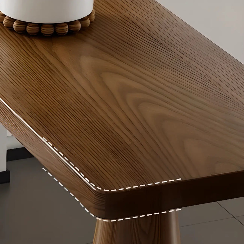 Modern Brown Wooden Dual-Pedestal Bar Tables