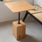 Natural Wood Square Block Base Chairside Table