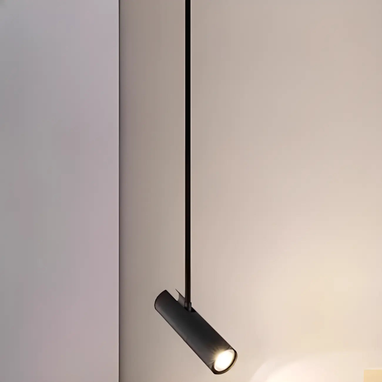Adjustable Cylindrical Metal Black Hanging Pendant Light