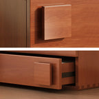 Cubical Solid Wood Double Drawer Nightstand in Nut-Brown