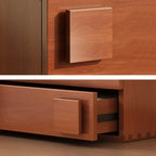 Cubical Solid Wood Double Drawer Nightstand in Nut-Brown