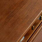 Adjustable Walnut Wood Flower Shaped Coffee Table with Wheels