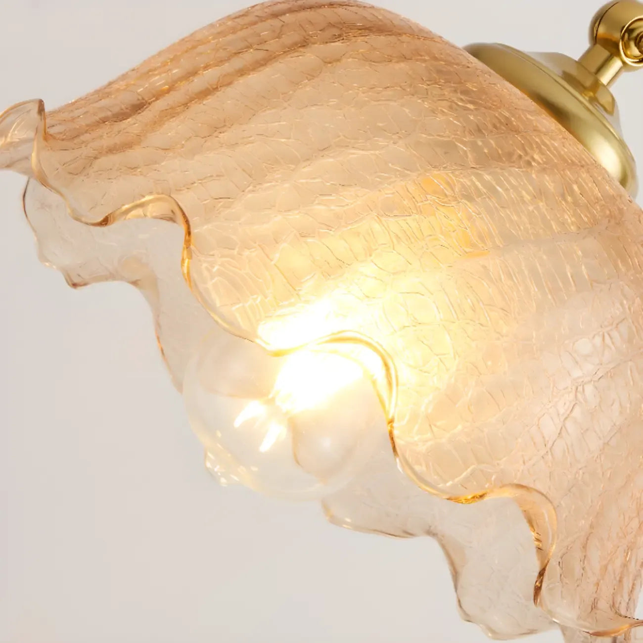 Classic Walnut Wood Glass Floral Shade Metal Arc Floor Lamp