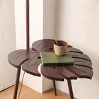 Rustic Flower Fabric Shade Tripod Arc Floor Lamp with Table