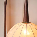 Rustic Flower Fabric Shade Tripod Arc Floor Lamp with Table
