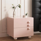 Contemporary Glossy Cream Wooden 2-Drawer Nightstand