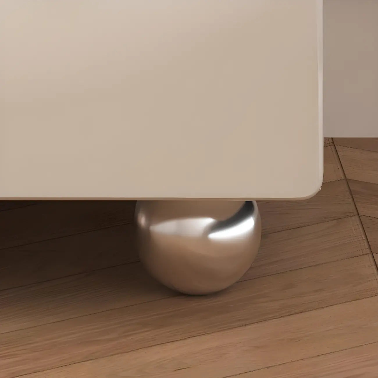 Contemporary Glossy Cream Wooden 2-Drawer Nightstand