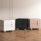 Contemporary Glossy Cream Wooden 2-Drawer Nightstand