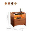 Durable Cherry Wood Storage Nightstand with Bulti-in Lighting