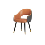Open Curved Back Leather Armrest Dining Chairs