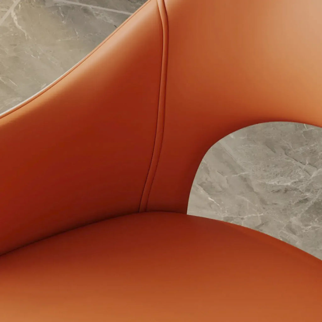 Open Curved Back Leather Armrest Dining Chairs
