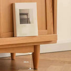 Brown Pine Wood Rectangle 4 Cabinet with Glass Doors