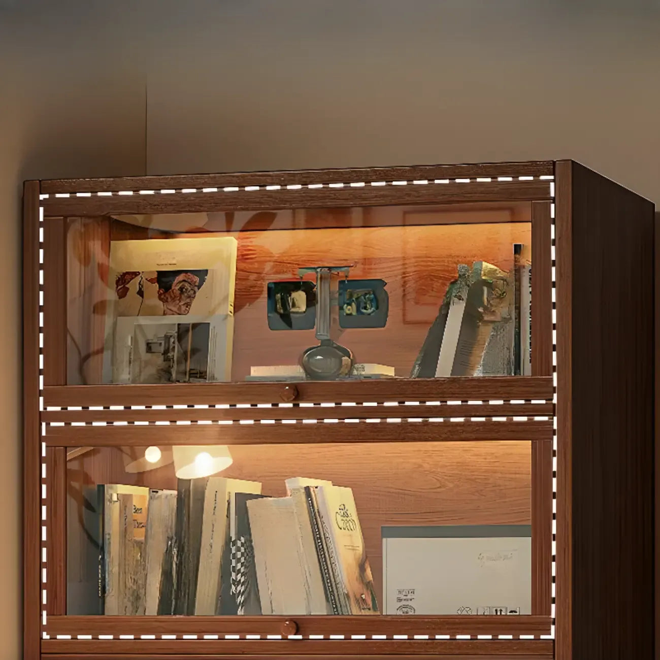 Contemporary Vertical Nut-Brown Wooden 5-Shelf Bookcase