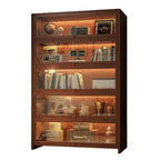 Contemporary Vertical Nut-Brown Wooden 5-Shelf Bookcase